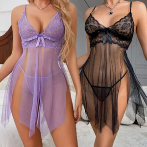 Women sexy lingerie lace babydoll sleepwear nightdresses strap dress | - Picture 1 of 14
