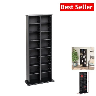 时尚多媒体存储塔-完美适用于320张CD或130张DVD黑色饰面 — 第 1/4 张图片