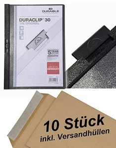 10 Durable Dossier à Pince Duraclip 30, Films Rigides, Jusqu'À 30 Feuille Noir + - Afbeelding 1 van 10