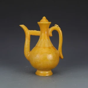 Collectable Chinese Hand Yellow Glaze Porcelain Dragon Teapot - Picture 1 of 7
