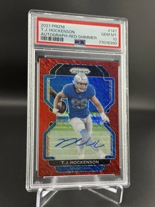 2021 Panini Prizm - TJ Hockenson Auto #147 Red Shimmer /10 Gem PSA 10 - Bild 1 von 2