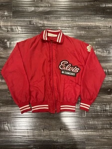 Elvis Presley In Concert Vintage Jacket Red Satin Mens Medium Holloway Scarf TCB - Picture 1 of 7