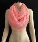 Betsy Johnson Infinity Scarf Coral One Size Sheer Wide Lace 27.5” X 34.5”