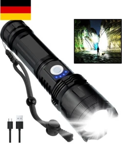 Rechargeable 990000LM LED Flashlight Tactical Police Super Bright Torch Zoomable - Bild 1 von 10