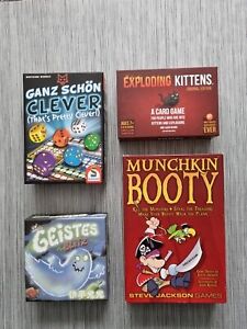 4 Card Games Exploding Kittens Ghosts Munchkin Booty That's Pretty Clever VGC