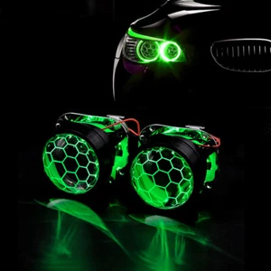 2.5'' Headlight LED Devil Eyes RGB HID Projector Lens Honeycomb Bixenon APP - Picture 1 of 15