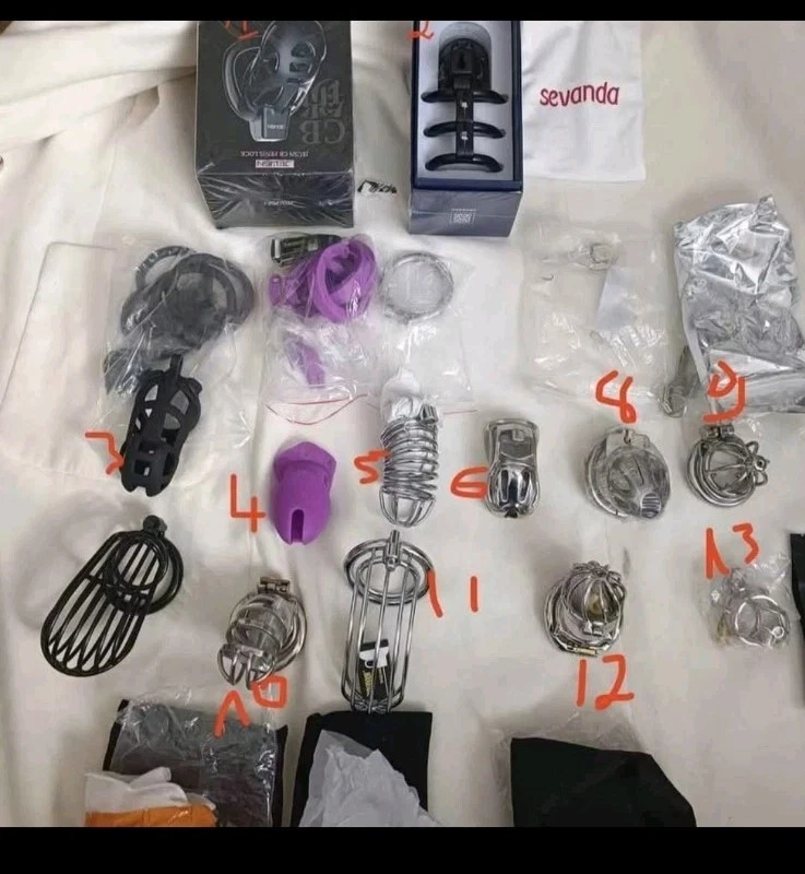 1 Au Choix Cage de Chasteté Cage à Pénis Plastique Avec 5 Anneaux Mâle Chasteté  - Photo 1/1