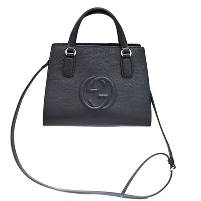 Gucci Soho Interlocking G Shoulder Bag 607722 Leather Black with Strap #KN748 - Image 1 of 4