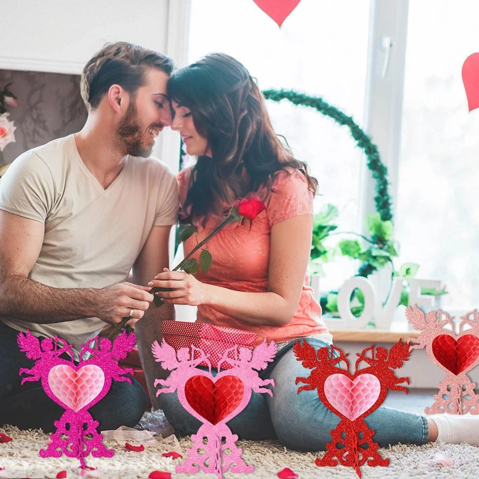 4x Centros de mesa para decoración de mesa de panal de San Valentín Foto 1 de 4