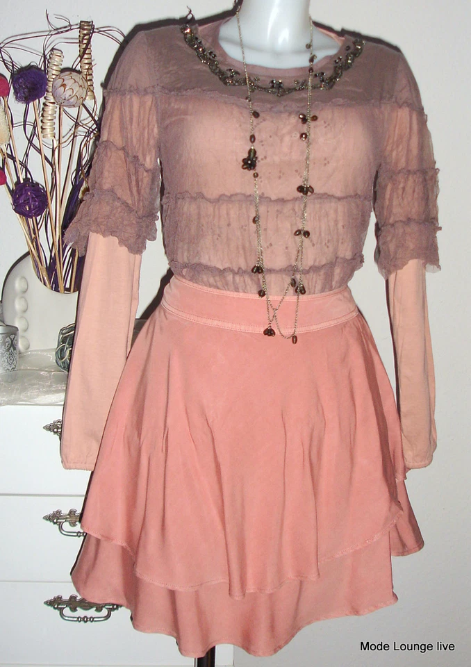 kaffe - Rock skirt Isabella - Rosa rose M / 38 - Viskose - Neu orange pfirsich - Bild 1 von 1