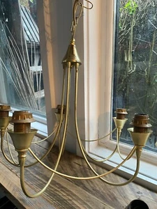 Pair of Matching Modern 'MONACO' 5 Light Bright Brass Ceiling Lights - need tlc - Picture 1 of 8