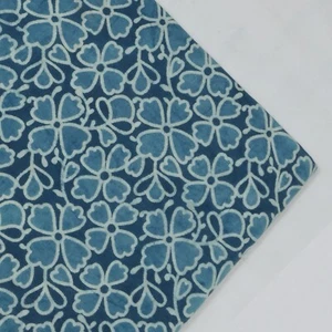 5 Yard Hand Block Flower Print Cotton Indian Natural Sanganeri Print Fabric - Picture 1 of 7