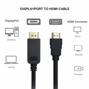 3m DisplayPort DP to HDMI Cable Male to Male Gold Plated Full HD 1080P HighSpeed - Picture 1 of 5