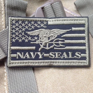 US NAVY SEAL TEAM TRIDENT USA FLAG MILSPEC TACTICAL HOOK PATCH - Picture 1 of 5