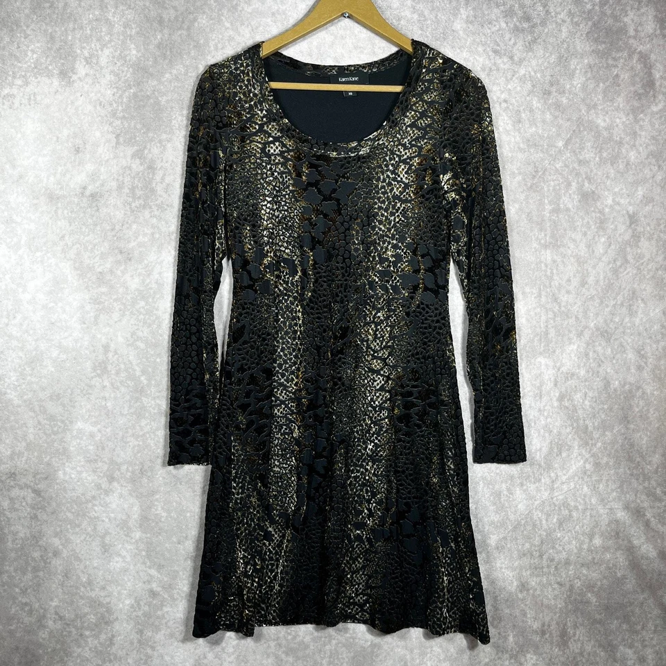 Vestido Karen Kane Para Mujer XS Negro Terciopelo Burnout Piel de Serpiente Bruja Gótico Grunge Foto 1 de 4