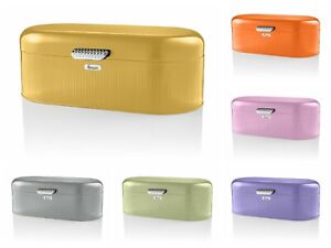 Retro Stainless Steel Bread Bin Lid Kitchen Loaf Food Storage Container Large