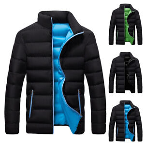 Mens Quilted Padded Puffer Jacket Casual Zip up Winter Warm Coat Outwear Tops