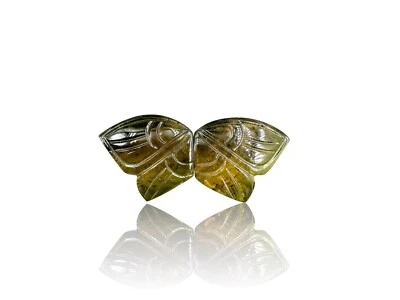 Natural Bi Tourmaline Butterfly Carved Polished Gemstone Wings Butterfly Carving - Image 1 of 4