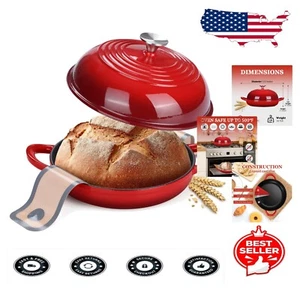 Eleganter 6 Quart Gusseisen Dutch Oven zum Backen & Braten, Antihaft-Matte, rot - Bild 1 von 11
