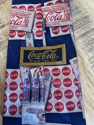Vintage  Coca-Cola Men’s Neck Tie - 100% Silk Made In USA Drink Coke 57"x4" - Image 1 of 4