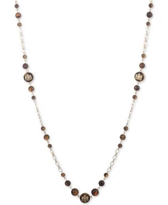 Collar estilo tortuga cresta con logotipo de Lauren Ralph Lauren dorado/marrón 42 pulgadas NUEVO - Imagen 1 de 2