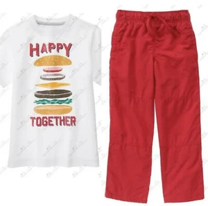 Gymboree Boys 7 Hop n Roll Hamburger Tee & Red Gymster Pants Set NWT 2015 - Picture 1 of 4