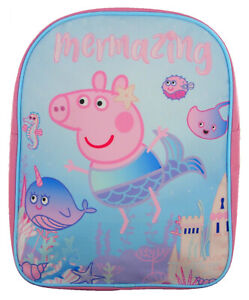 Childrens Kids Backpack Bag Rucksack School Nursery Peppa Pig Mermaid Girls Pink