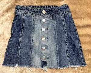 Justice Jean Skirt Size 7 Denim A-line Snap Blue - Picture 1 of 6