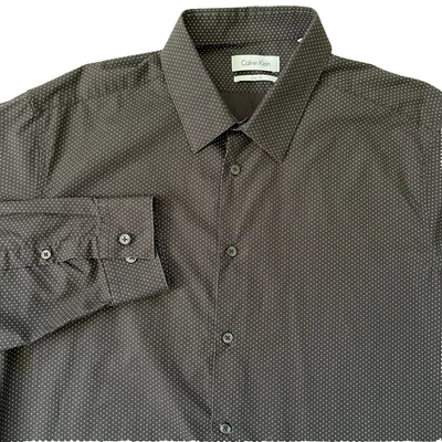 Calvin Klein Slim Fit Dress Shirt 16.5 34/35 LS 100% Cotton Lightweight Brown - Image 1 of 4