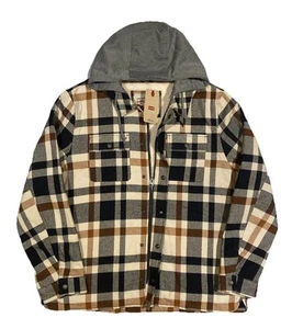 NWT! Levi's Plaid Sherpa-Lined Hoodie Shirt Jac Flannel Shacket XL $148 - Picture 1 of 9