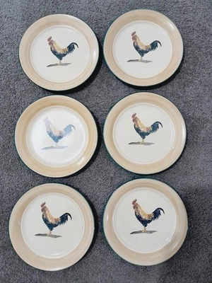 AUSTRALIAN POTTERY - ROBERT GORDON 6 ROOSTER DESIGN SALAD PLATES - image 1 of 4