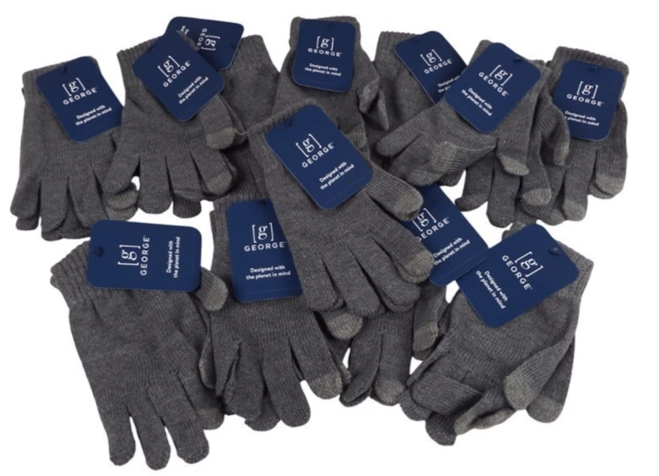 Lote de 12 - Guantes inteligentes GEORGE Knit Touch - Guantes grises - NUEVO Foto 1 de 1