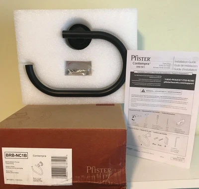 Anillo de toalla de montaje en pared Pfister BRB-NC1B Contempra, acabado negro mate Foto 1 de 3