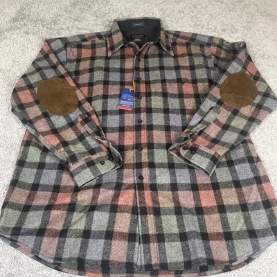 PENDLETON - TRAIL SHIRT  100% PURE VIRGIN WOOL PLAID ELBOW-PATCH  XL. Shirt - Image 1 of 4