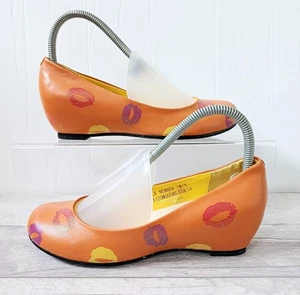 Zapatos Vendula London Talla 5 Naranja Brillo Estampado Labial Cuña Tacón Corte - Imagen 1 de 15