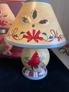 Lenox Winter Greetings Everyday Candle Lamp Holly Cardinal Bird Motif w/ Box - Picture 1 of 14