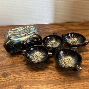 Juego de 6 platos de baratija cenicero de cristal de Murano veneciano de colección Italia azul B - Imagen 1 de 13