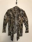 Andrea Behar Animal Print Open Front Cover Up Draped Jacket Cardigan Top Size XL