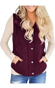 Womens Casual Quilted Puffer Vest Lightweight Zip Up Drawstring Jacket Outerwear - Picture 1 of 7