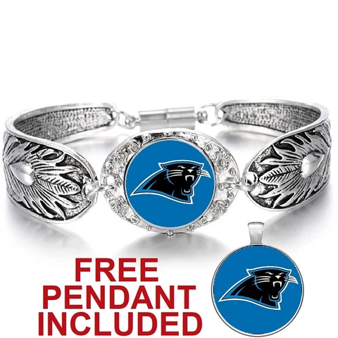 Carolina Panthers Women's Tibetian Silver Bracelet Football Gift w Gift Pkg D3 Cover