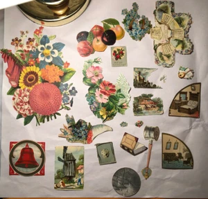 Victorian Scrapbook Paper Cutouts Lot Of 21 Variety Mill Flower Furniture J31-3 - Picture 1 of 2