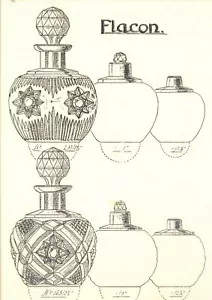 Original 1930's line drawing design print Czech cut crystal glass perfume bottle - Foto 1 di 1