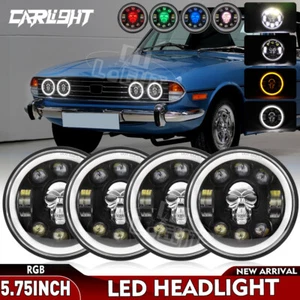 4PCS RGB Skull 5.75" inch LED Headlights Hi/Lo Beam For Triumph Stag 1970-1973 - Picture 1 of 9