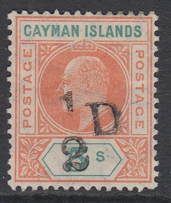 SG 18 Islas Caimán 1907 1d sobre 5 Salmón y Verde. Un fino fresco ligeramente montado Foto 1 de 1