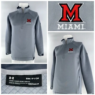 Miami RedHawks Under Armour  1/4 Zip Pullover Men S Gray 100% Polyester YGI D5-6 - Image 1 of 4