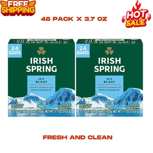48 Irish Spring Icy Blast Bar Soap for Men, Mens Soap, Smell Fresh and Clean - Picture 1 of 13