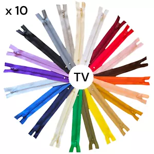 Nylon Zips No3 Close ended  22 colours  6" to 24" WHOLESALE PRICE  10 per pack - Picture 1 of 23