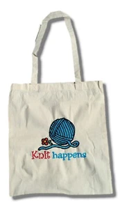 Knit Happens, bolso de mano artesanal bordado personalizado para tejer o coser, gran regalo - Imagen 1 de 3