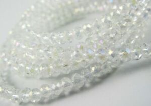 85pcsGlass Rondelle Faceted Crystal Clear AB Loose Beads spacer 4*6mm