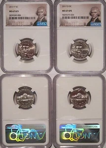 2017 P & D Jefferson Nickel 2 Coin Set 5c NGC MS 67 6FS Full Steps - Picture 1 of 2